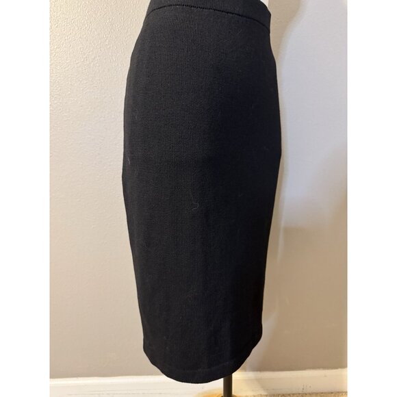 ST JOHN CAVIAR SKIRT 10 Black Wool Santana Knit Pull On Classic $595 - Picture 6 of 14